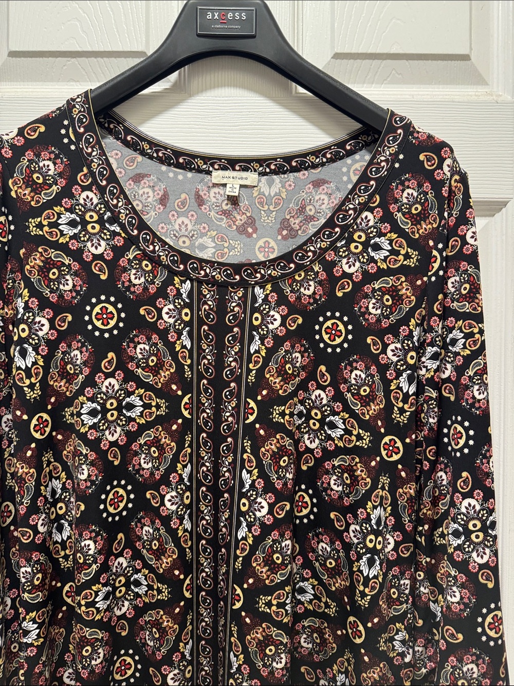 Max Studio Black Floral Paisley Tunic Dress with Multicolor Accents - Picture 4 of 5